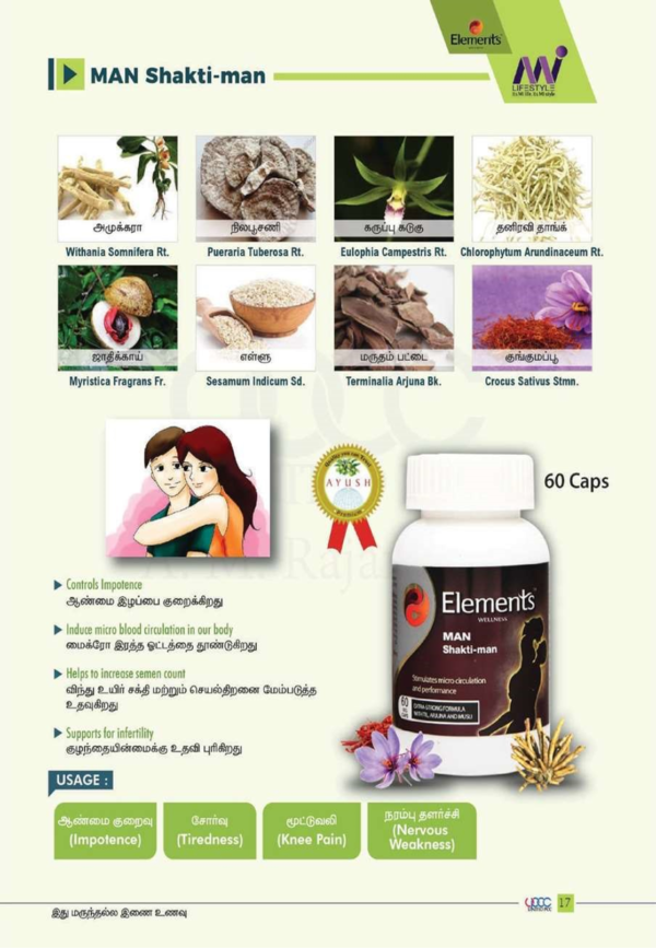 Elements Wellness Man Shakti-Man 60 Veg Caps - Image 2